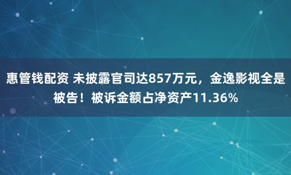 惠管钱配资 未披露官司达857万元，金逸影视全是被告！被诉金额占净资产11.36%